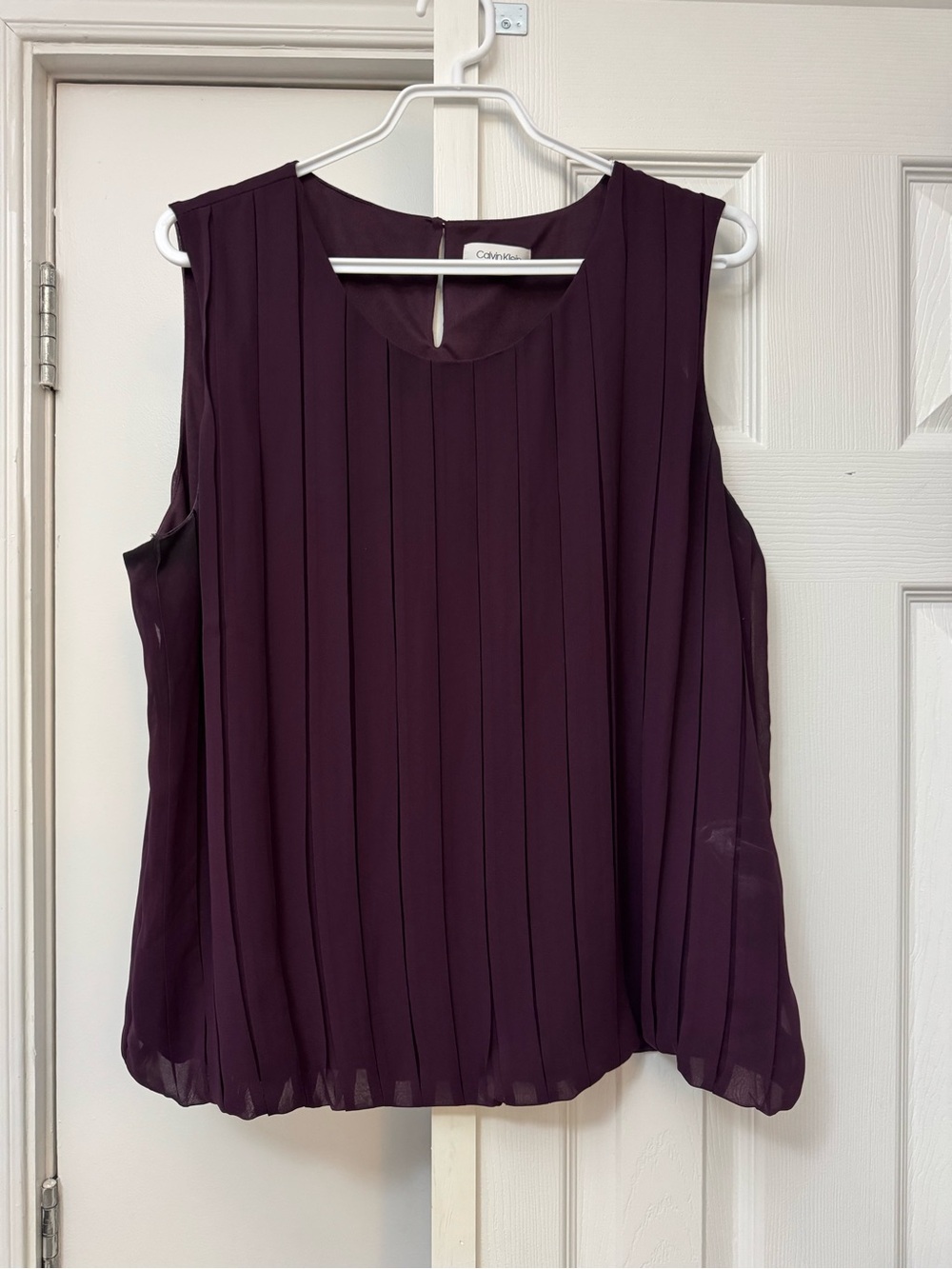 Calvin Klein Deep Plum Pleated Sleeveless Camisole
